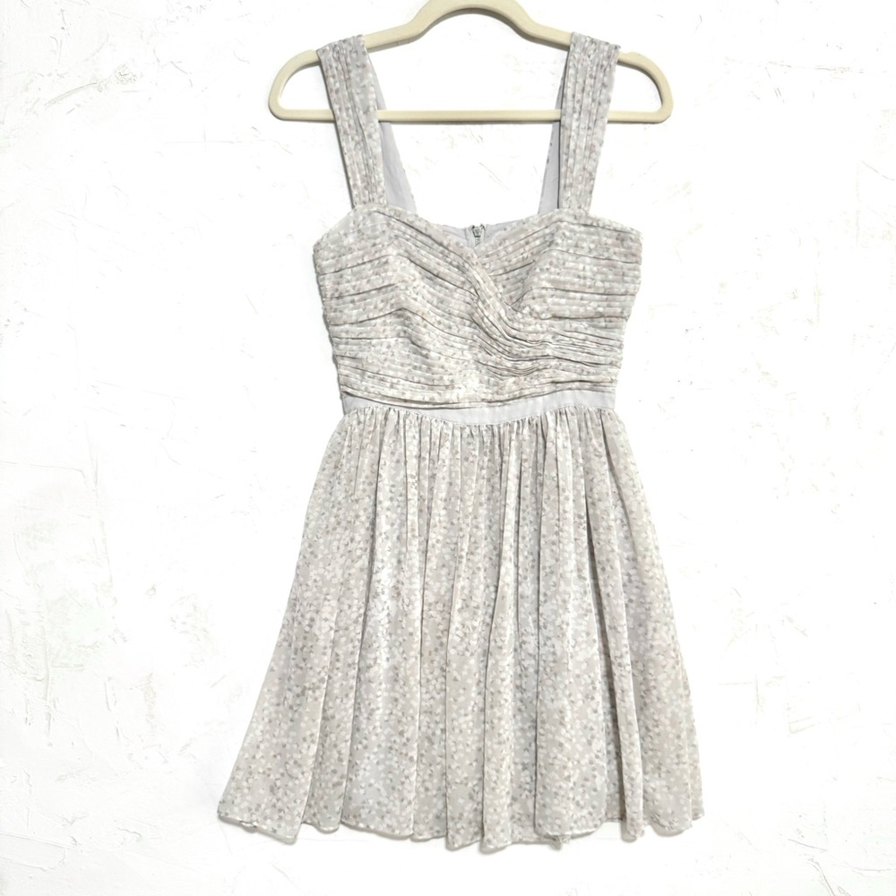 Armani Exchange Pleated Bust Dress Size 0 Soft Neutral Print